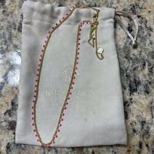 Kendra Scott Gold Necklace with Pink Beads
